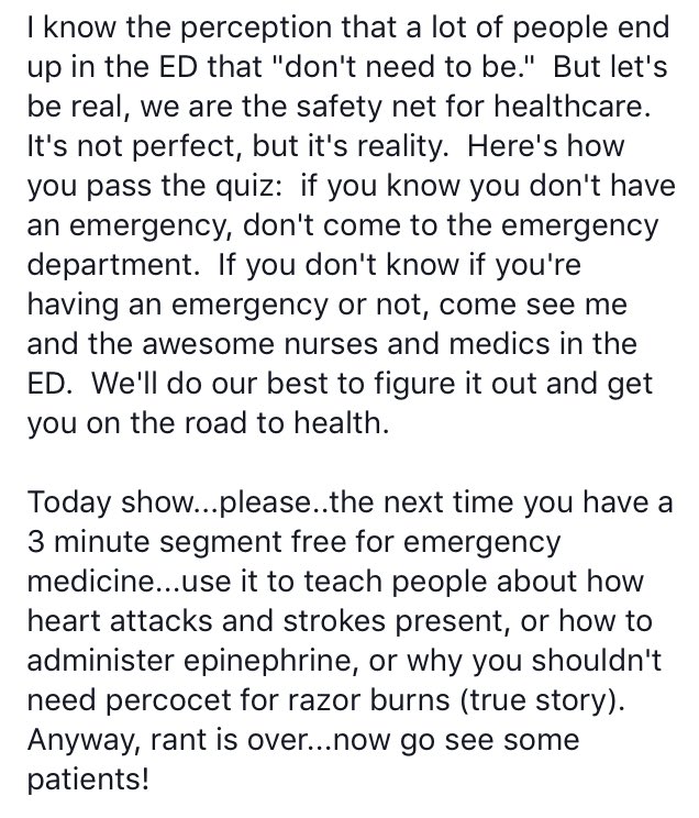 andyglittle's tweet photo. Truth from a great mentor @JohnCaseyDO speaking on the @TODAYshow poor coverage of "ER" use. #truthbomb #itsED https://t.co/e5kRZt2Kdf