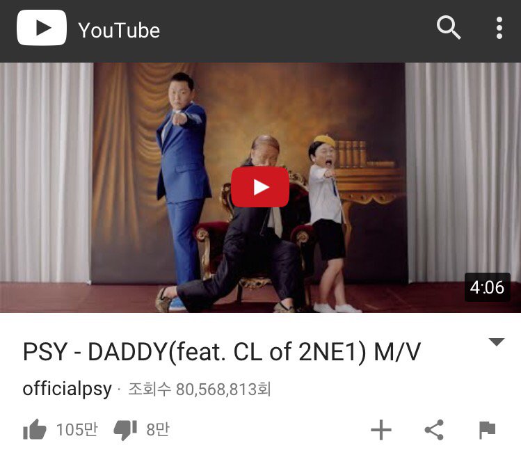 psy_oppa's tweet photo. 80Mviews!! #DADDY https://t.co/clmEqIMjL9