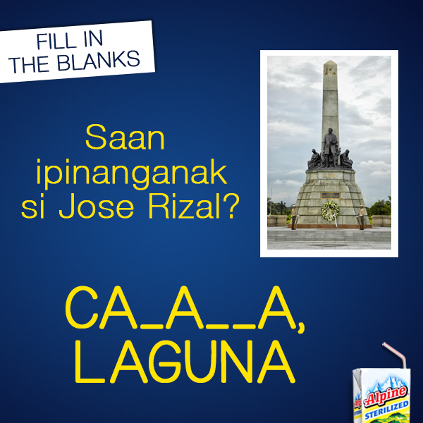 AlpineMilkPH's tweet photo. Dahil #RizalDay, may tanong kami about our national hero. Comment your answers below! https://t.co/s6NGdnuYeA