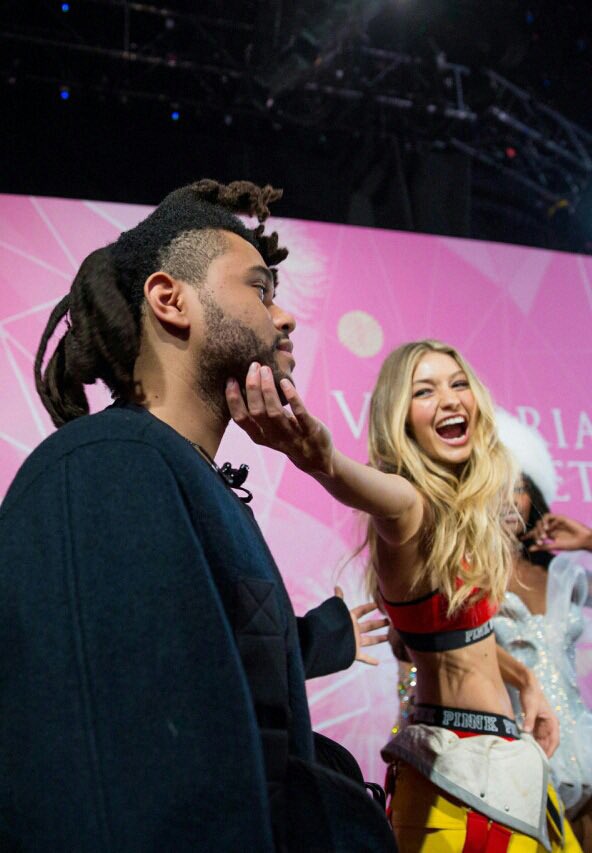 anotherhadid's tweet image. A throwback to the VS Fashion Show and a lil' brother-sister love 😋