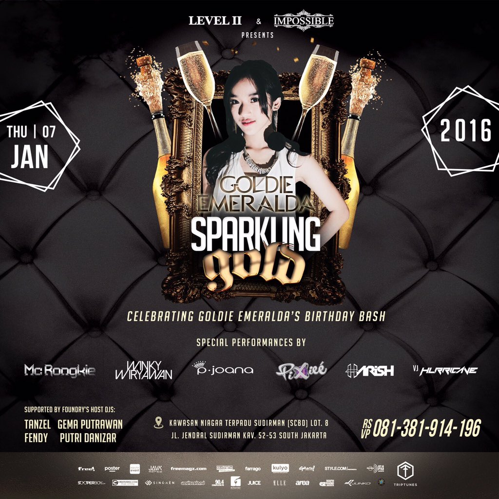 "Sparkling Gold" Goldie Emeralda's Bday Bash, 7 Jan '16 at <a href="/LEVEL_II/">LEVEL_II FOUNDRY8</a>! FDC 100K, RSVP - 087883777100 | see y'all!