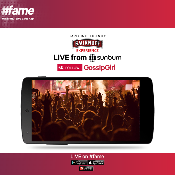 Don't miss out on <a href="/MissusDesai/">Sneha Menon Desai</a>'s beam LIVE on #fame, directly from <a href="/SunburnFestival/">Sunburn Festival</a>. #SmirnoffExperience #Unfakeit