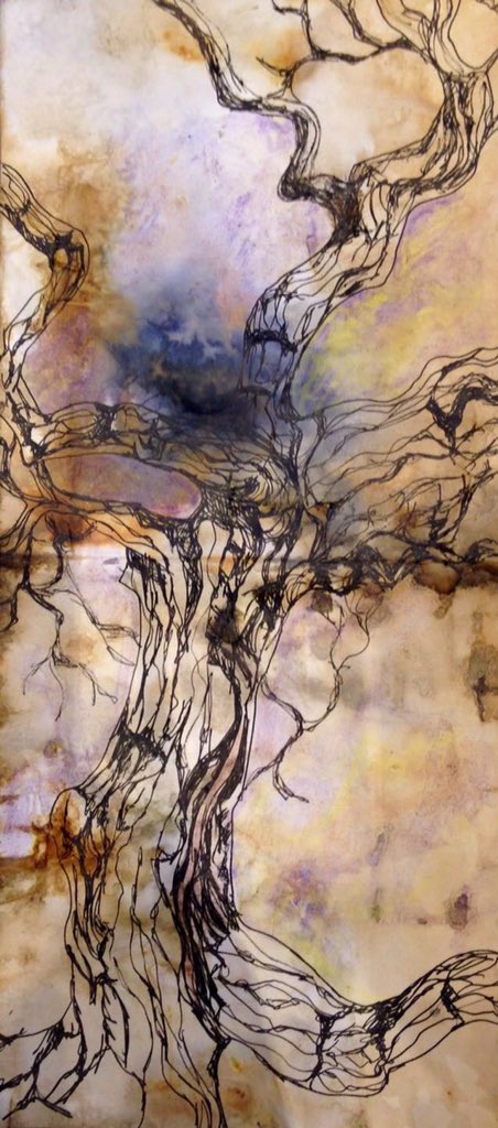 CTThomasArtist's tweet photo. Drawing with ink onto #ecodyed #paper using #rustdying techniques #art #Derbyshire https://t.co/DzpEaxxWHQ