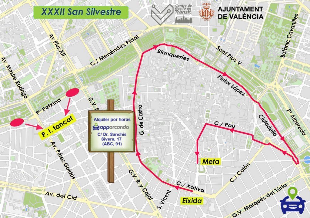 Apparcando's tweet photo. ¿Disfraces preparados? La #SanSilvestre llega esta tarde a Valencia! Y podéis apparcar cerca con nuestra App 📱! https://t.co/X5wbMO5jPh