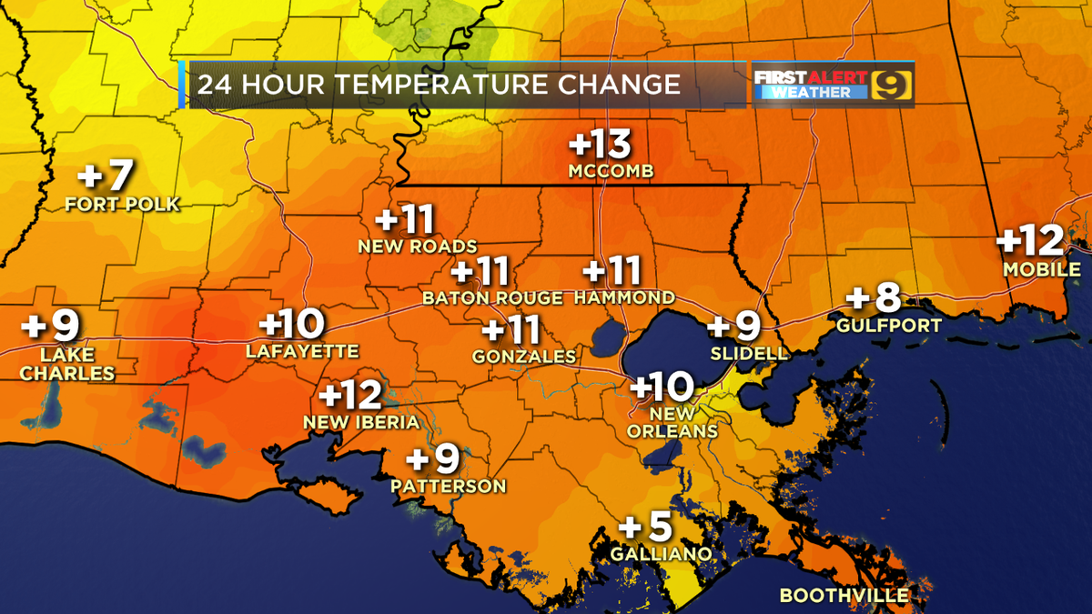 DianeWAFB's tweet photo. Temps - again - in the "opposite direction" from yesterday! Be safe, AM commute looks wet - your forecast, 4:30am https://t.co/8v238FW97Q