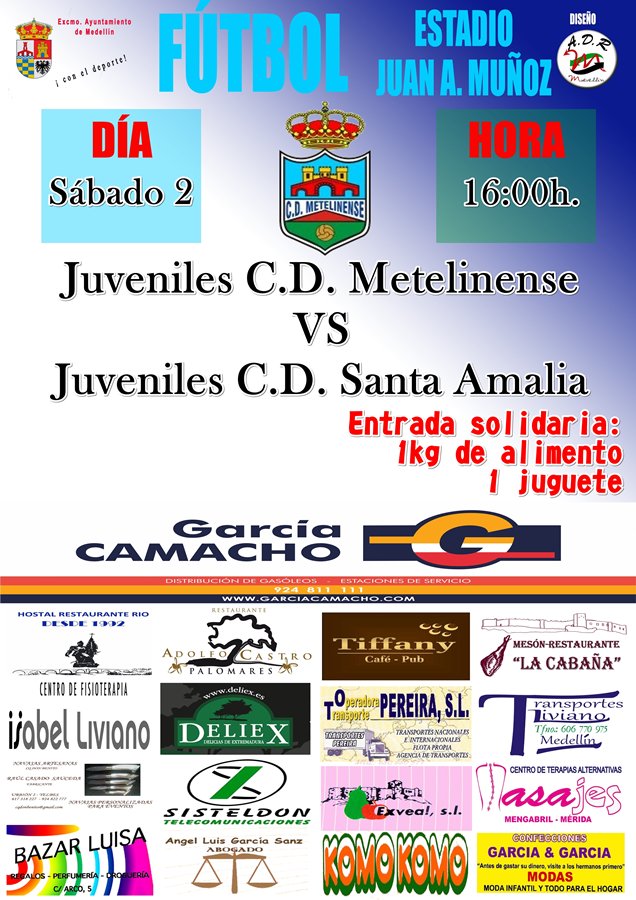 cdmetelinense's tweet photo. PARTIDO SOLIDARIO ENTRE LOS JUVENILES DEL @cdmetelinense vs JUVENILES DEL @CDSantaAmalia OS EPERAMOS!!! https://t.co/mhy5jIH3o7