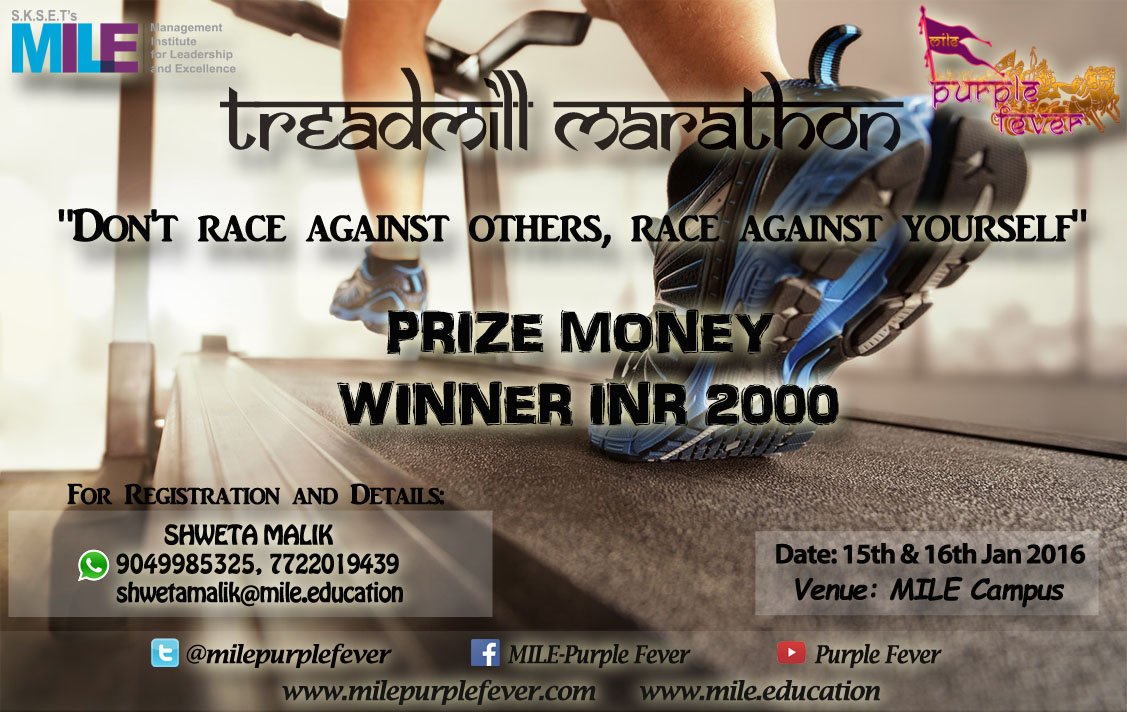 milepurplefever's tweet photo. #MILEPune #AnnualFest #TreadmillMarathon https://t.co/1i64PVSktN