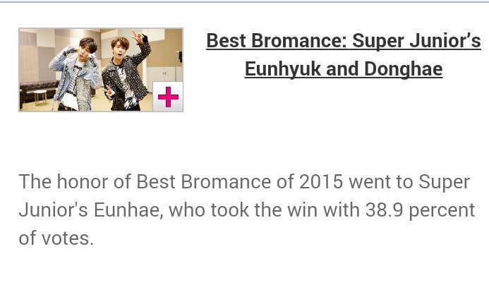 eunhaemode's tweet photo. Ah. The Bromance category. 😊
"OfficialMwave [Best of 2015] EXO′s XiuMin, Jessica, #Eunhae #MwaveBestof2015 Winners https://t.co/Pfyf7I5YpD