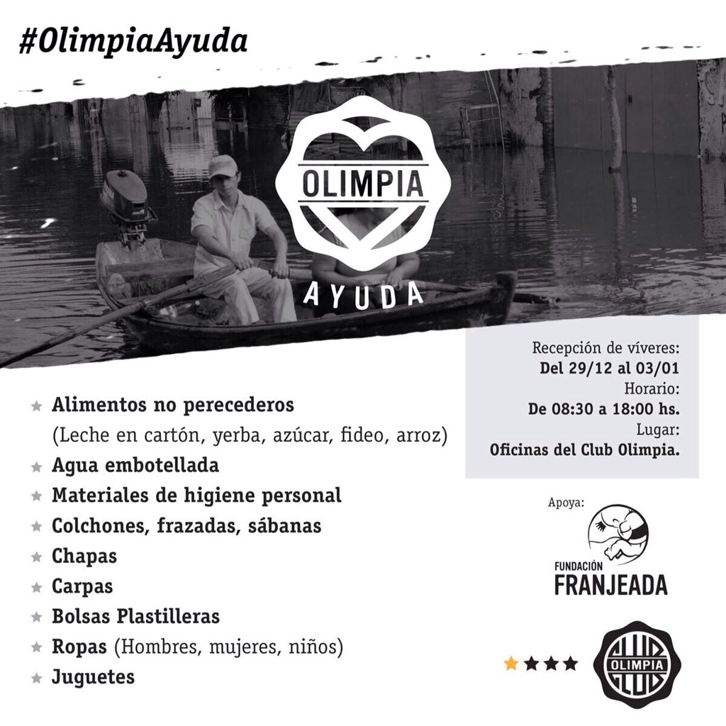 OlimpiaAyuda's tweet photo. ¡Todo suma! Acá te damos una idea de lo que podes donar para ayudar a los damnificados #OlimpiaAyuda https://t.co/aqQJnmp5wZ