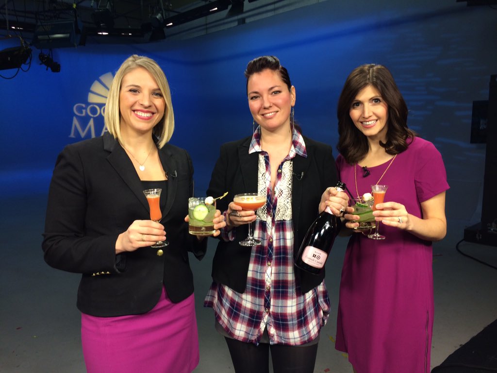 JanaBarnello's tweet photo. Some days at work are more fun than others. Tiqa makes #NYE cocktails! #GDM on @FOX23Maine at 7 #freshcucumbers https://t.co/XwaYe4JvTK