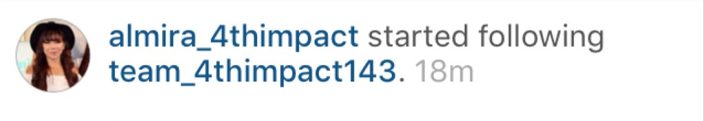 4thImpactNews's tweet photo. Almira started following @Team_4thImpact143 on Instagram 
#4thImpact2016 #4thImpact4Real #4thImpact https://t.co/geMAXRfN4v