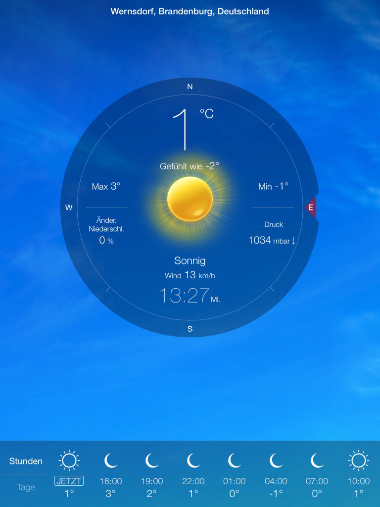1°C, Sonnig, Wernsdorf, #weatherlive