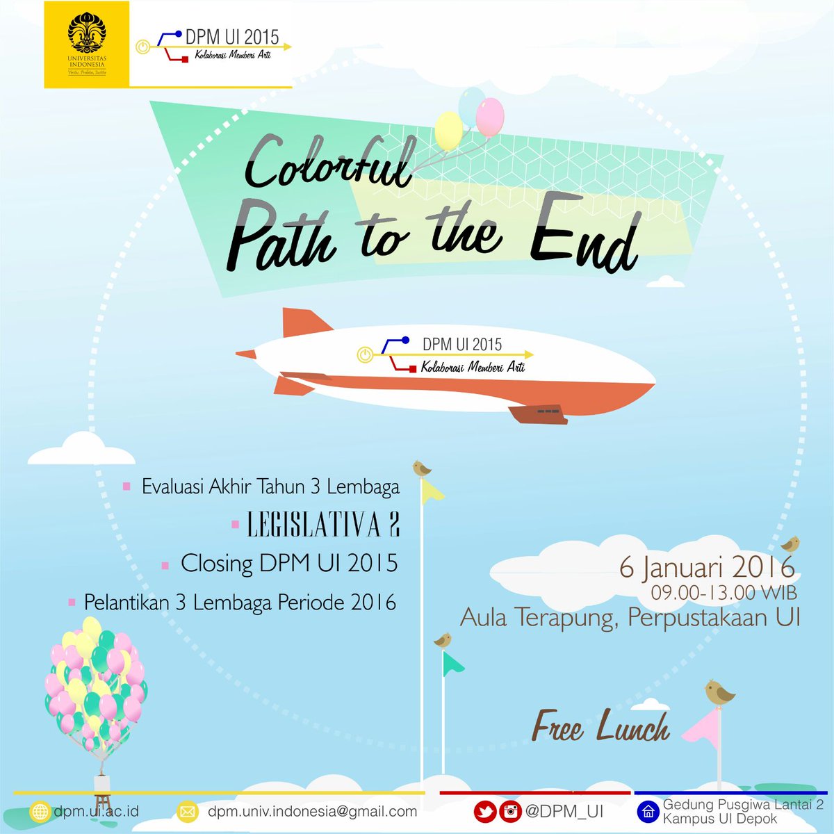 DPM_UI's tweet image. [UNDANGAN] Evaluasi Akhir Tahun &amp;amp; Pelantikan 3 Lembaga | Rabu, 6 Jan 2016 | 09.00-13.00 | Aula Terapung, Perpusat UI