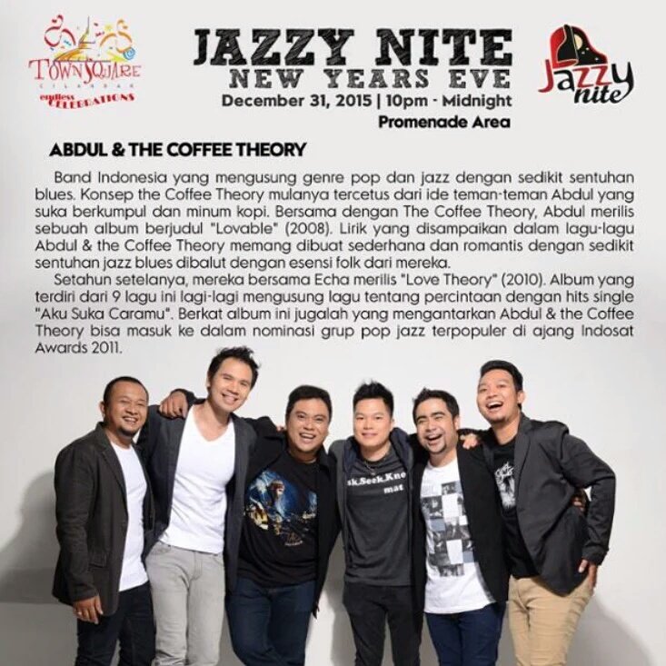 Celebrate your NYE at <a href="/citosjakarta/">Townsquare Cilandak</a> with <a href="/abdullikecoffee/">Abdul Coffee Theory</a> tomorrow!