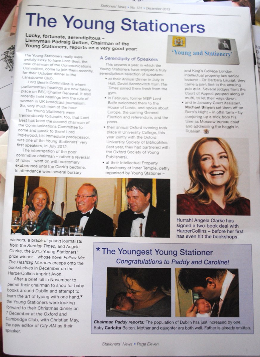 Pádraig Belton (@padraigbelton) on Twitter photo Carlotta is very excited this morning to have her picture in Stationers' News! <a href="/YoungStationers/">Young Stationers</a> <a href="/stationerscomms/">The Stationers' Company</a> Carlotta is very excited this morning to have her picture in Stationers' News! <a href="/YoungStationers/">Young Stationers</a> <a href="/stationerscomms/">The Stationers' Company</a>