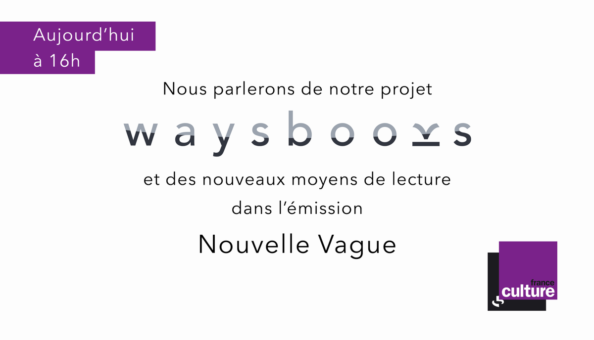 Waysbooks's tweet photo. Aujourd'hui à 16h, retrouvez-nous sur France Culture !
Émission à écouter en direct sur : https://t.co/WCBCbbfFrW https://t.co/SlcJrqXgtA
