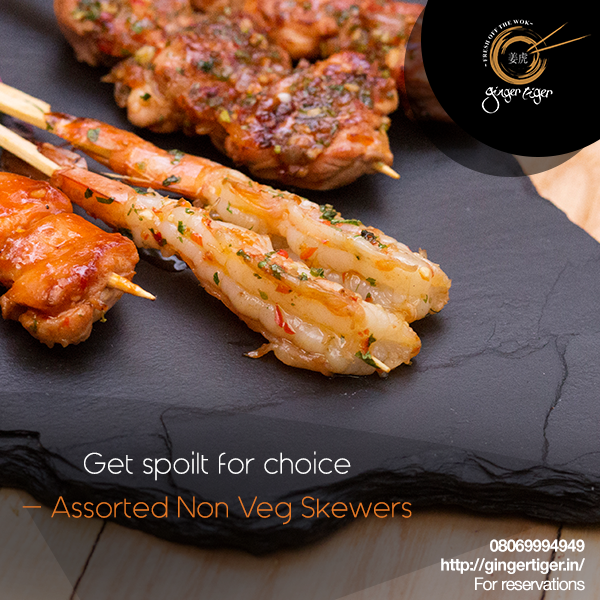 GingerTigerInd's tweet photo. Tingle your taste buds with the Assorted Non Veg Skewers! https://t.co/XMV75DwfDU