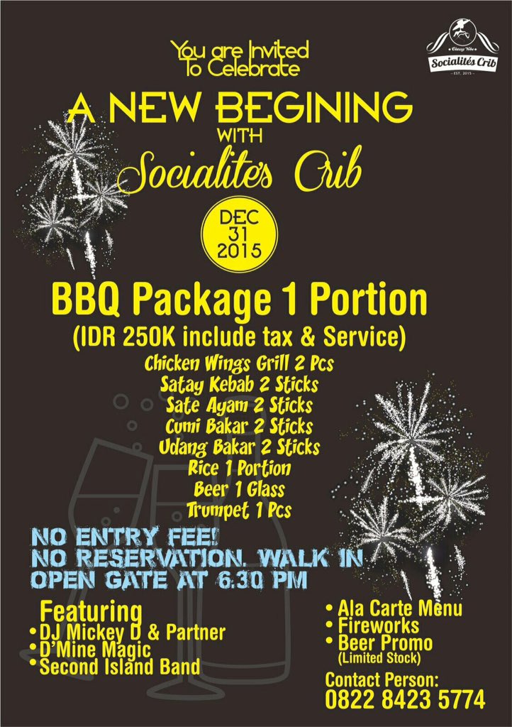 card_vip's tweet photo. Yukkk yg pengen malam tahun baruan di socialites crib ...
Dont miss it .... https://t.co/1SX0oxLPdC