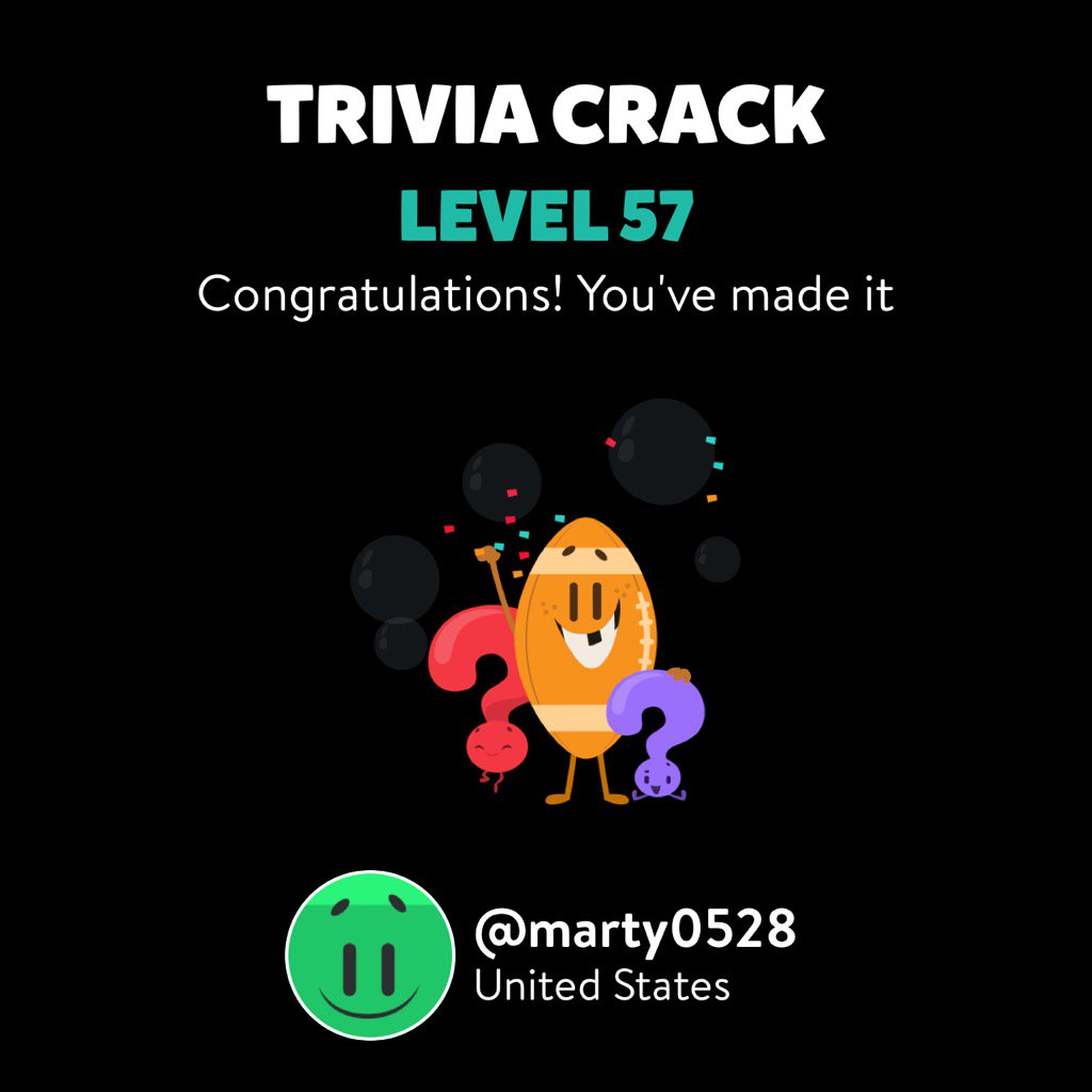 mchomey1's tweet image. @marty0528 just leveled up to Lv. 57 on Trivia Crack! triviacrack.com/en/landing