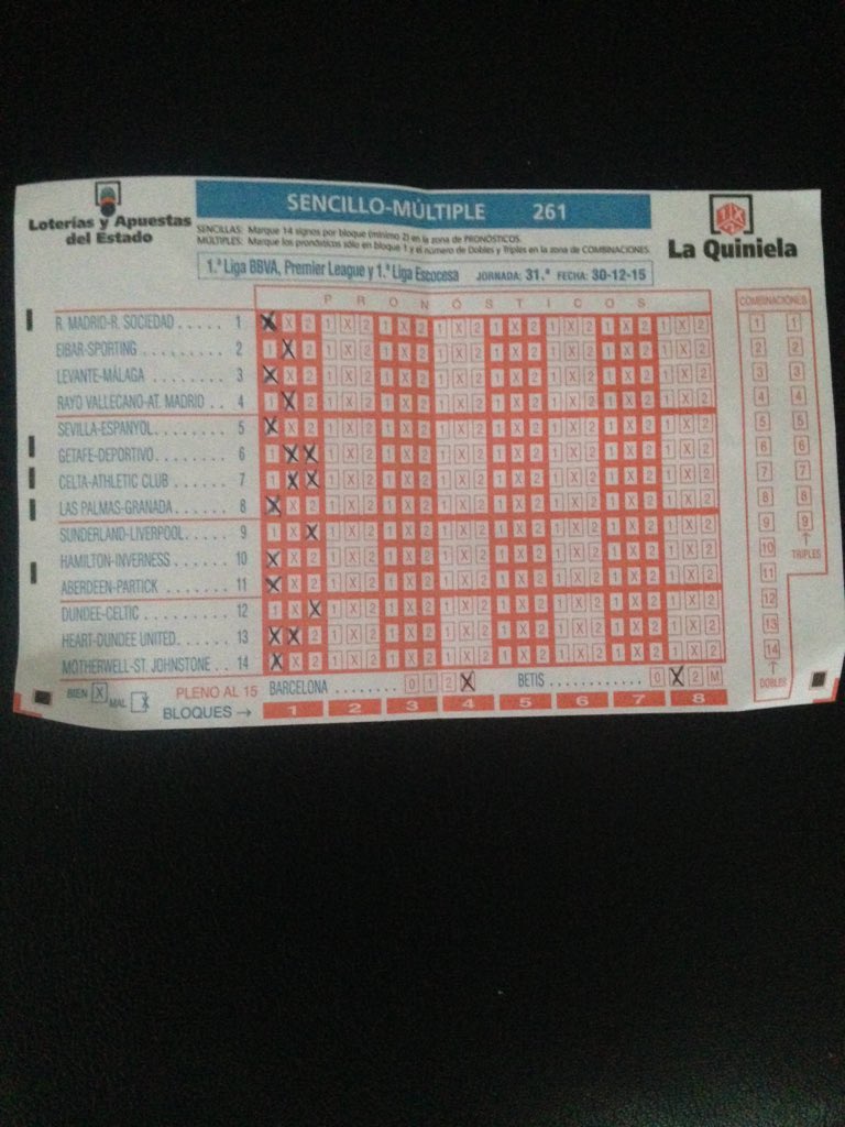 InstantTipster's tweet image. Aquí está nuestra quiniela de hoy, a ver si tenemos suerte!