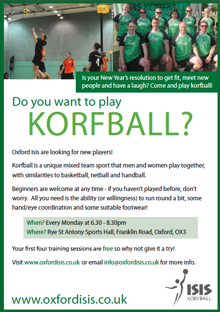 OxfordIsisKorf's tweet photo. #Oxford! Eaten too many #mincepies? Get your January workout on us! #korfball #getfitjanuary https://t.co/wkMB7Oqu6y