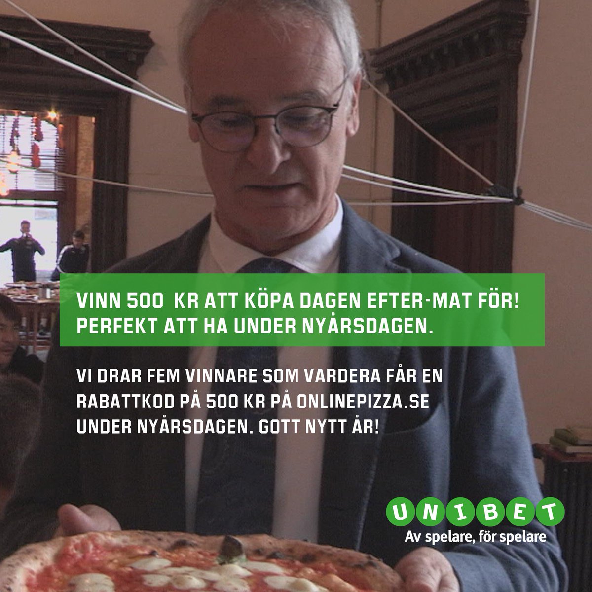 Unibet_Sverige's tweet photo. Följ @Unibet_Sverige och retweeta det här, så kan du vinna 500 kr att använda på @onlinepizza på nyårsdagen! https://t.co/dDfYzygorZ