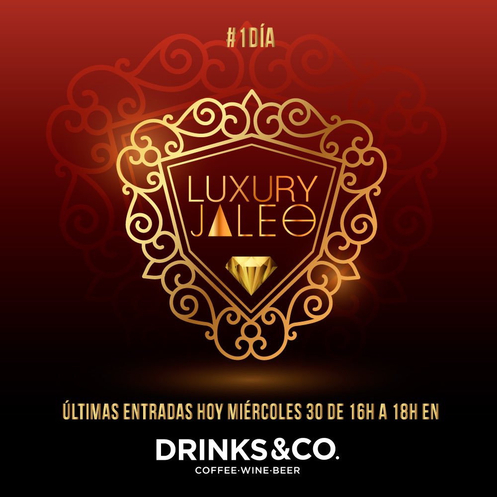 Hoy de 16:00 a 18:00 últimas entradas para #LuxuryJaleo 🌚🎩💎🍾👠💥 estaremos en <a href="/Drinksandco/">Drinks&co.</a> #1DÍA <a href="/JMAresDJ/">JM ARES</a>