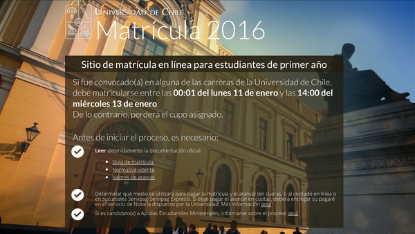 Información del periodo de Matriculas :) #MeGustaLaChile #Futuromechon #UChile