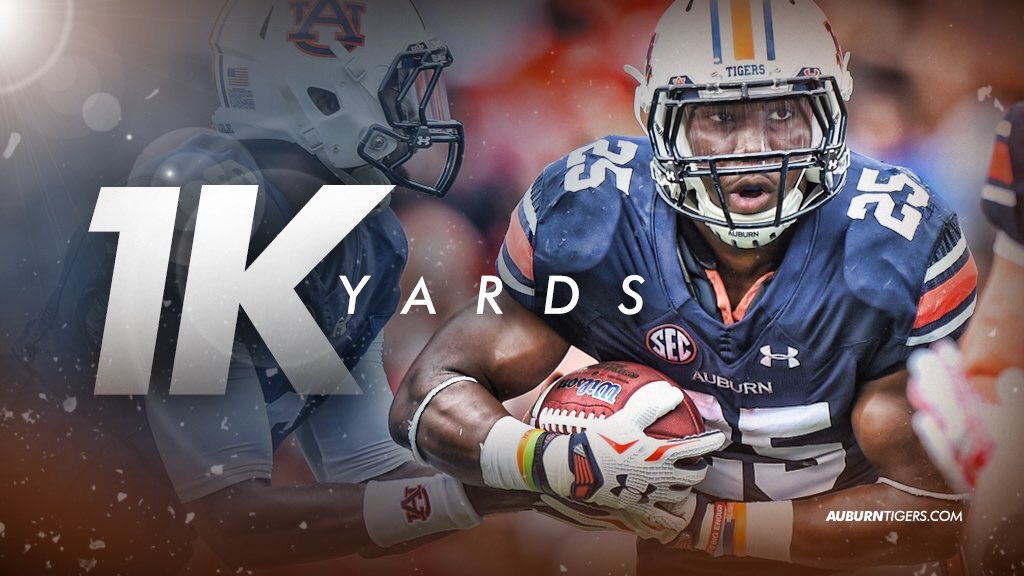 StatsKings's tweet image. BOOM! Peyton Barber becomes the 43rd player in #Auburn history to rush for over 1,000 yards in a season. #WarEagle