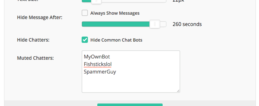 streamlabs's tweet image. Some Chat Box improvements, you can now mute any chatter name and also can increase the hide delay up to 5 minutes.