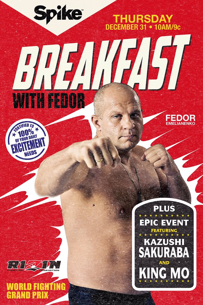 titoortiz's tweet photo. The Last Emperor is back! Set your alarm for #BreakfastWithFedor  this Thursday at 10am/9c on @spike. https://t.co/Lz1RUVihqa