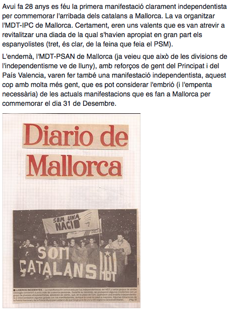 La història de la primera manifestació nítidament independentista per commemorar la Diada de Mallorca. #SomPPCC