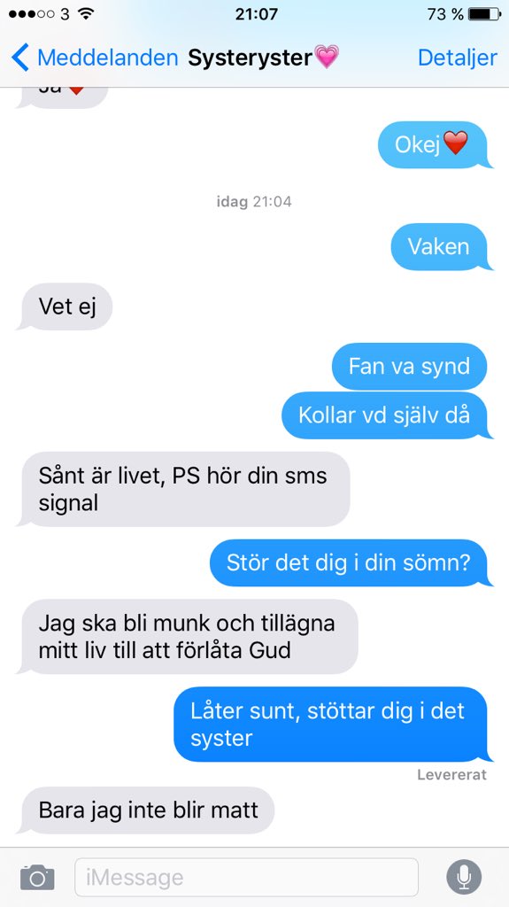 TiffanyGrants's tweet photo. Jag och min systers konversationer visar att vi är syskon till 110% https://t.co/ZlBz03mYwv