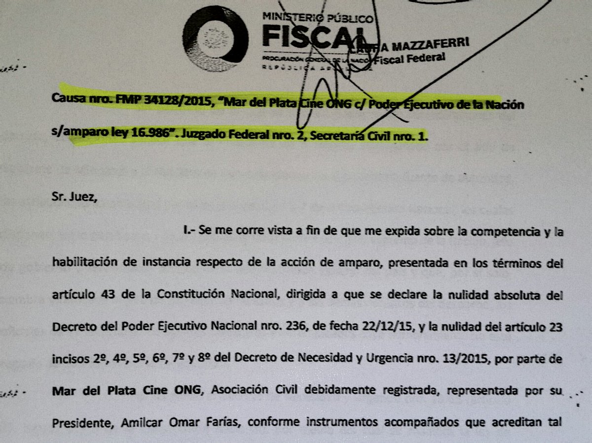 Amparo en Mar del Plata. Una fiscal ya dictaminó contra el decreto de intervención de AFSCA y AFTIC. Causa 34128/15