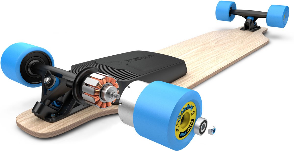 Mellow permet de motoriser n'importe quel skateboard. Le pied : scooter-system.fr/news/2638-mell…