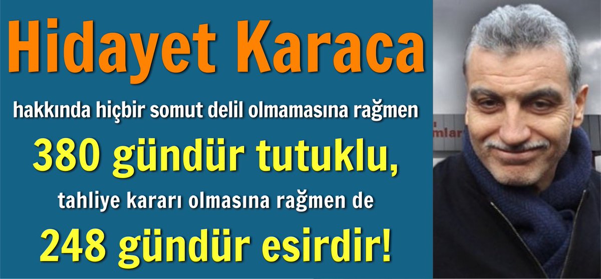 Hayritu's tweet photo. .@hidayet_karaca 380 gündür tutuklu,
248 gündür esaret altındadır.
Unutmayalım, unutturmayalım! 
https://t.co/B6wmmcZ3T9