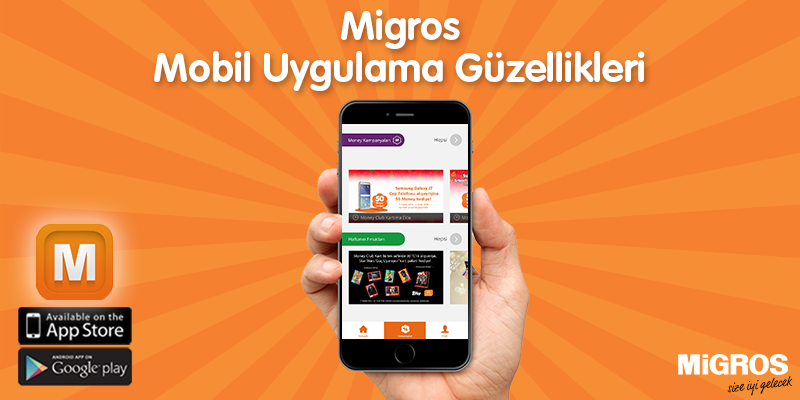 Migros_Turkiye's tweet photo. Money kampanyalarını Migros mobil uygulamamız ile anında takip edebilirsiniz. :) #appstore #platstore https://t.co/W9crr9F6tg