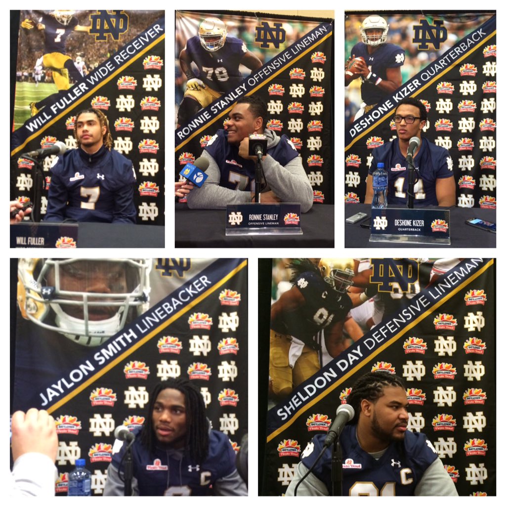 NDFootball's tweet photo. Fiesta Bowl setting their media day apart from the rest w/ these awesome custom backdrops for our guys. #MediaSwag https://t.co/LLtkMnHhXQ