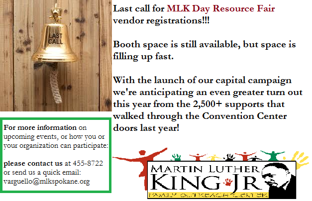 MLKspokane's tweet photo. We hope to see you all at our Capital Campaign Kick-Off!! We still have booth slots left for your organizations :) https://t.co/yzRVSeY4Mq