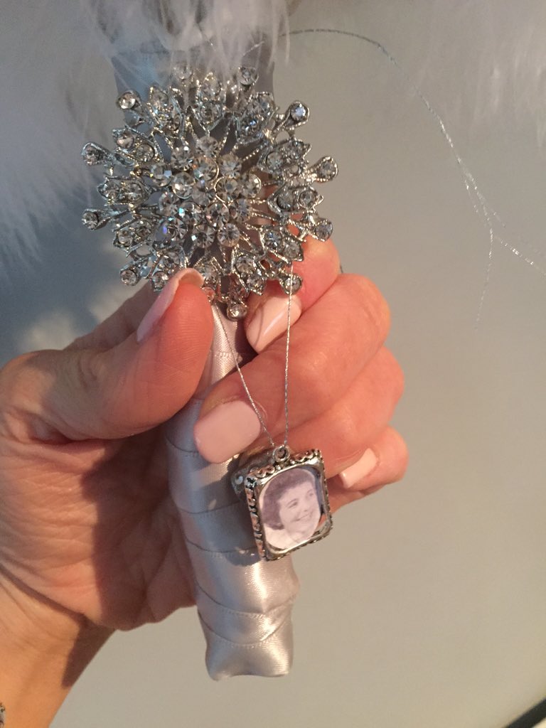 uk_glam's tweet photo. brooch bouquet i add a little extra special picture of somebody that might not be able to be at your special day x https://t.co/h7mNRKlL1c