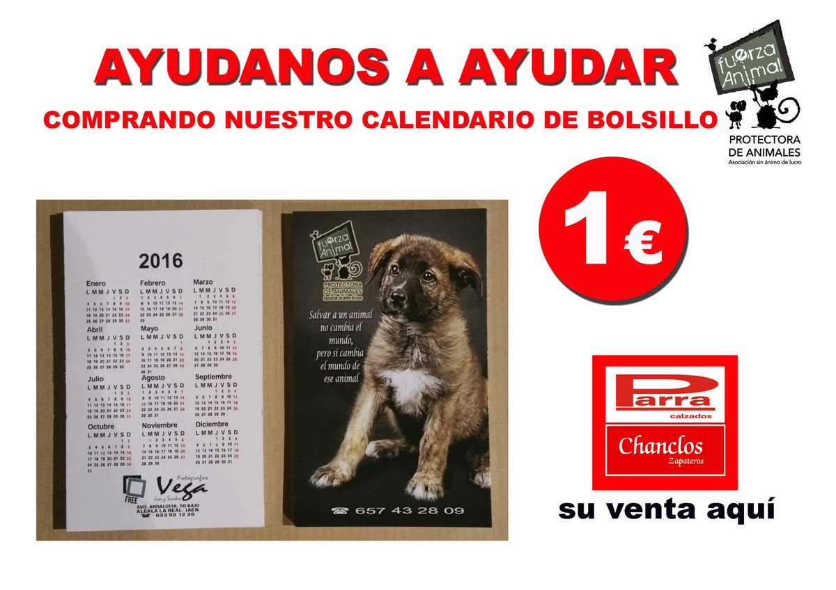 calzadosparra's tweet photo. Volvemos a colaborar con la protectora local "Fuerza Animal", ahora con la venta de calendarios de bolsillo. https://t.co/AO7hikEAFz