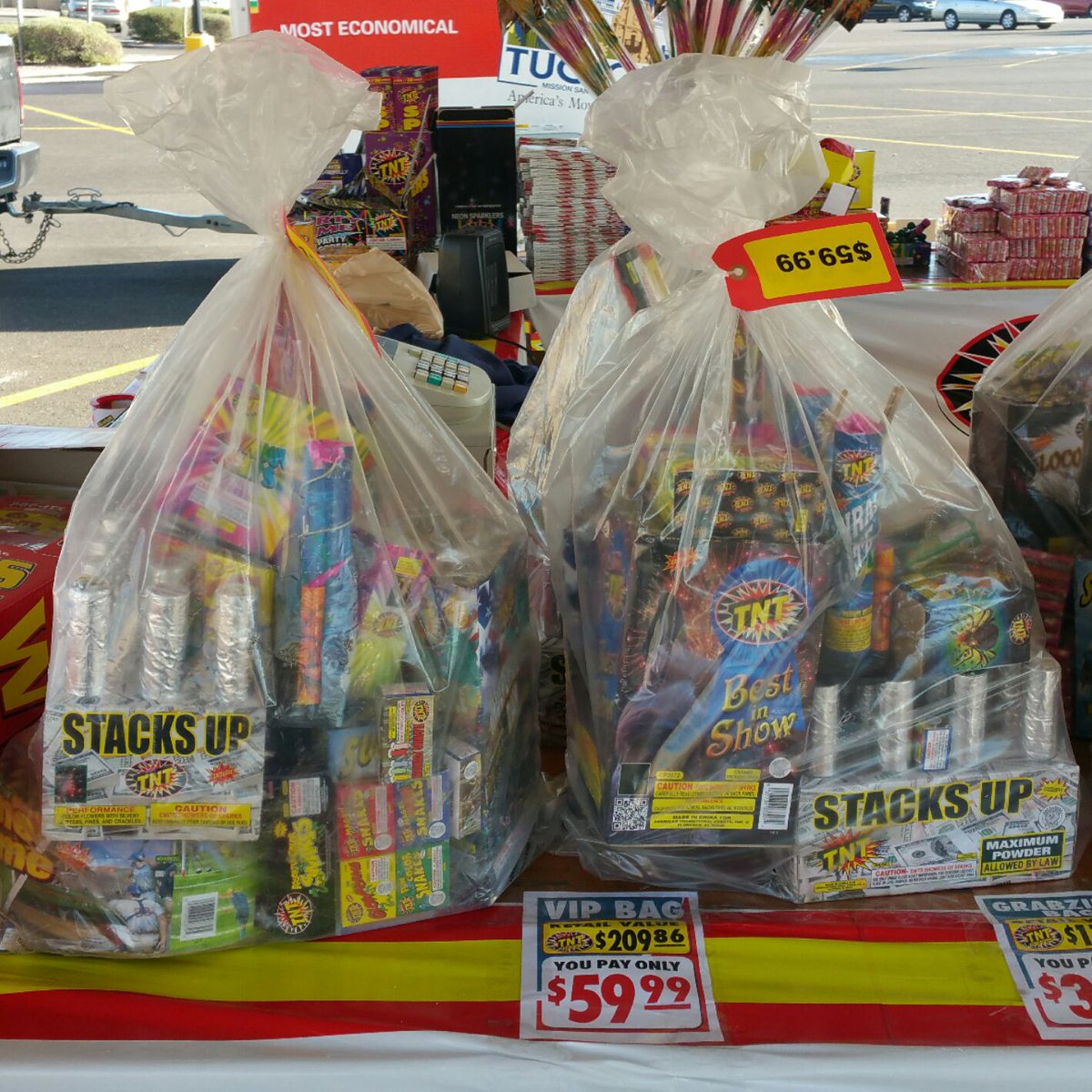 tntfireworks's tweet photo. We have spotted #VIPBags in Arizona.  These are a $209 value for only $59.99.  WOW! https://t.co/ponfgqaEqQ