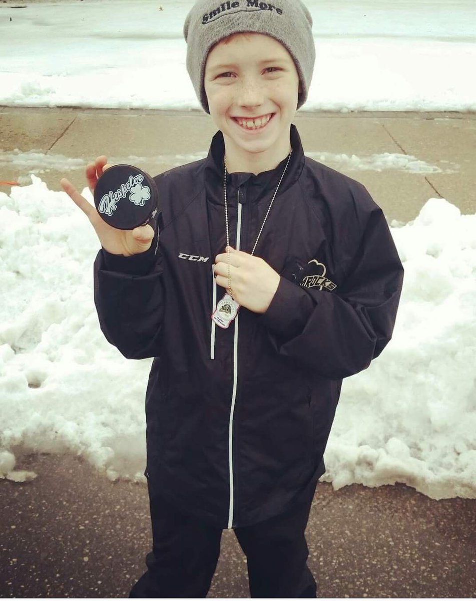 coreydeneire's tweet photo. Ben got a hat trick and player of the game yesterday! Good job buddy! #hespelershamrocks #SmileMore https://t.co/tAI4QJQrh7