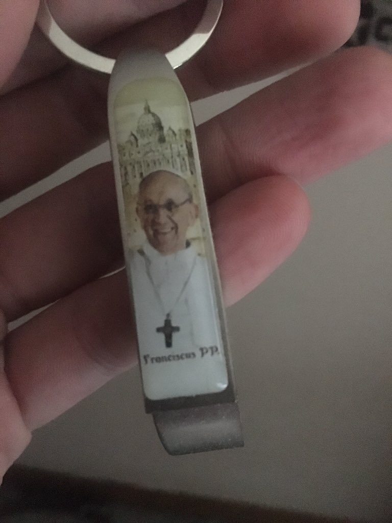 Happy birthday I promise I will get this Pope Francis beer opener to your dad soon. 