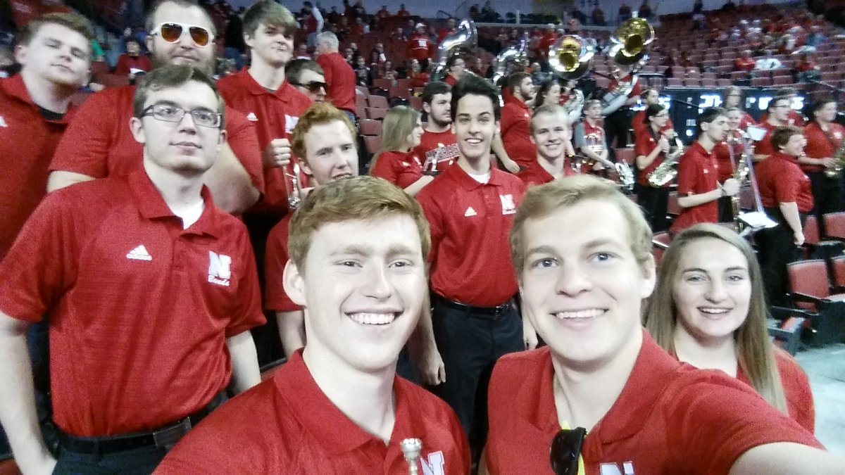 UNLTrumpets's tweet photo. #BRETrumpets  (&amp; friends) rocking the Vault as #Nebrasketball #B1G play begins. Go @HuskerHoops! #Huskers #GBR https://t.co/7E6TecoQw2