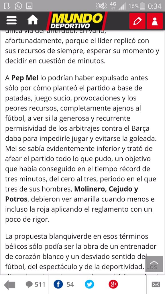 BrioEnfurecida's tweet photo. La crónica del partido en El Mundo Deportivo de un tal Perarnau, hay que tener POCA VERGÜENZA: https://t.co/ESS6AGtu88