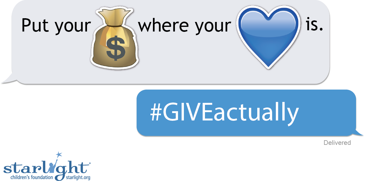 StarlightUS's tweet photo. It's not too late to #GIVEactually! Donate today: https://t.co/eAfWck2SKW https://t.co/5196uzOpSu