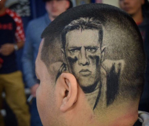 espn's tweet image. Say what you will about this person's decision-making ability ... his barber has some serious skills. (via @JJWatt)