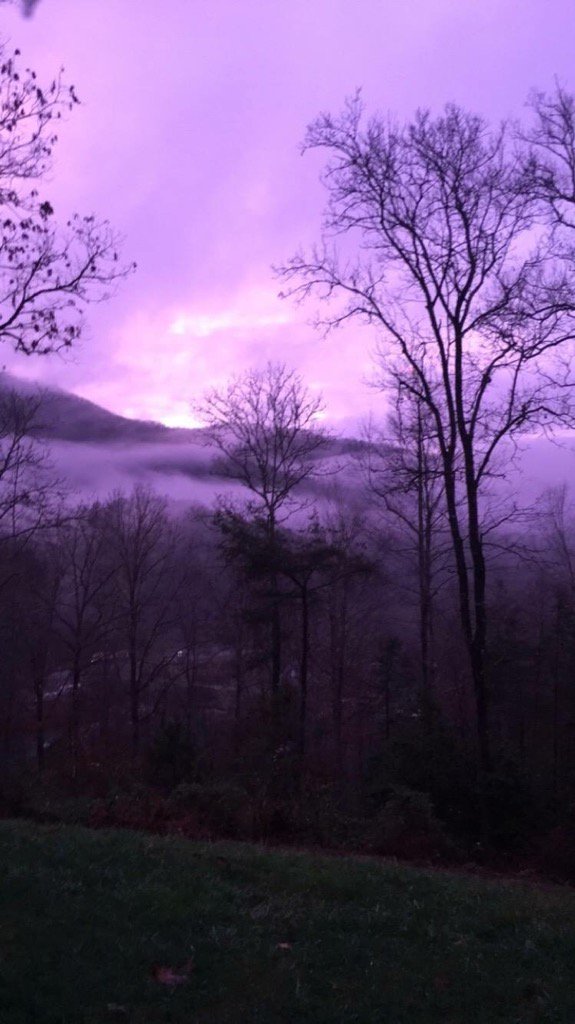 The Cullowhee sky tonight! Great sign ahead for 2016! #purplemountainmajesty