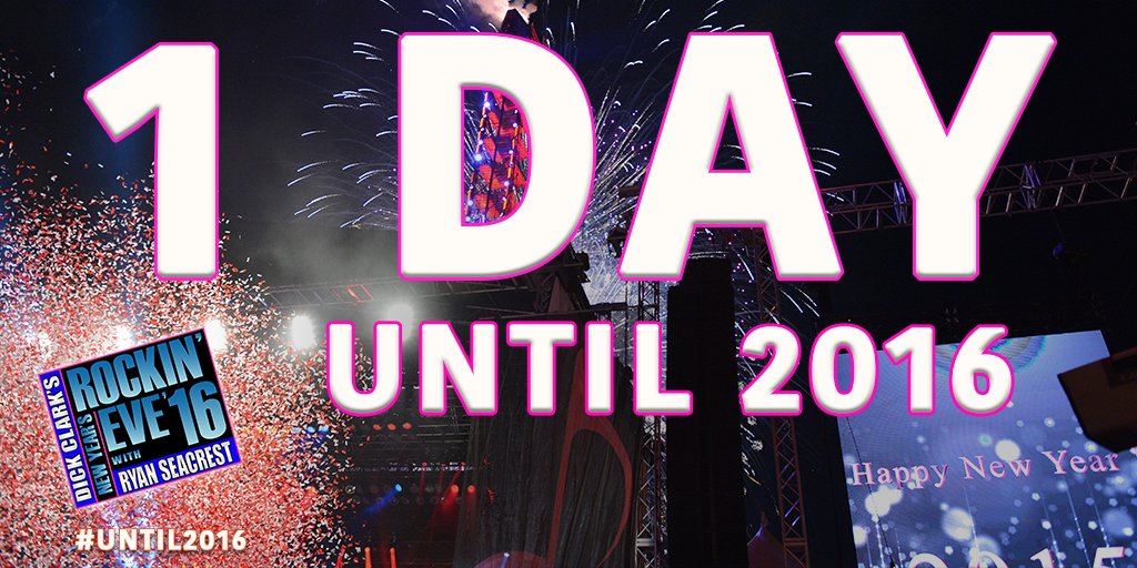 RockinEve's tweet photo. HERE WE GO! LAST DAY OF 2015! 🎉
Celebrate with us TONIGHT on #RockinEve at 8/7c on ABC! 🎊 #Until2016 https://t.co/uMUCUxWARv
